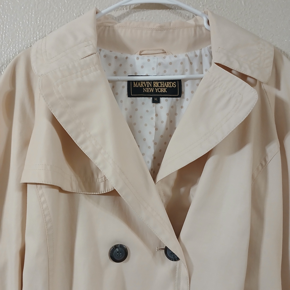 Marvin Richards New York Cream Colored Button Up Trench Coat - Picture 10 of 14